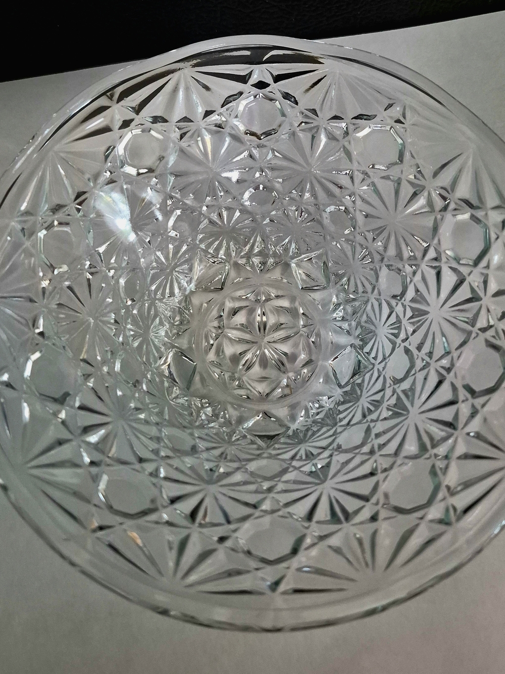 Clear Cut Glass Serving Bowl